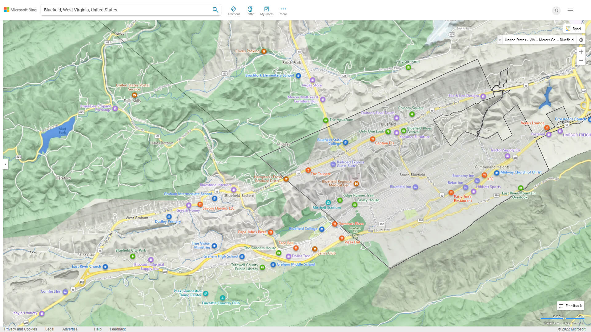 Bluefield Detailed Map